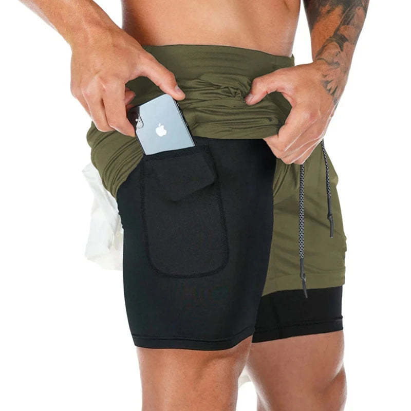 Men's 2 in 1 Fitness Training Shorts