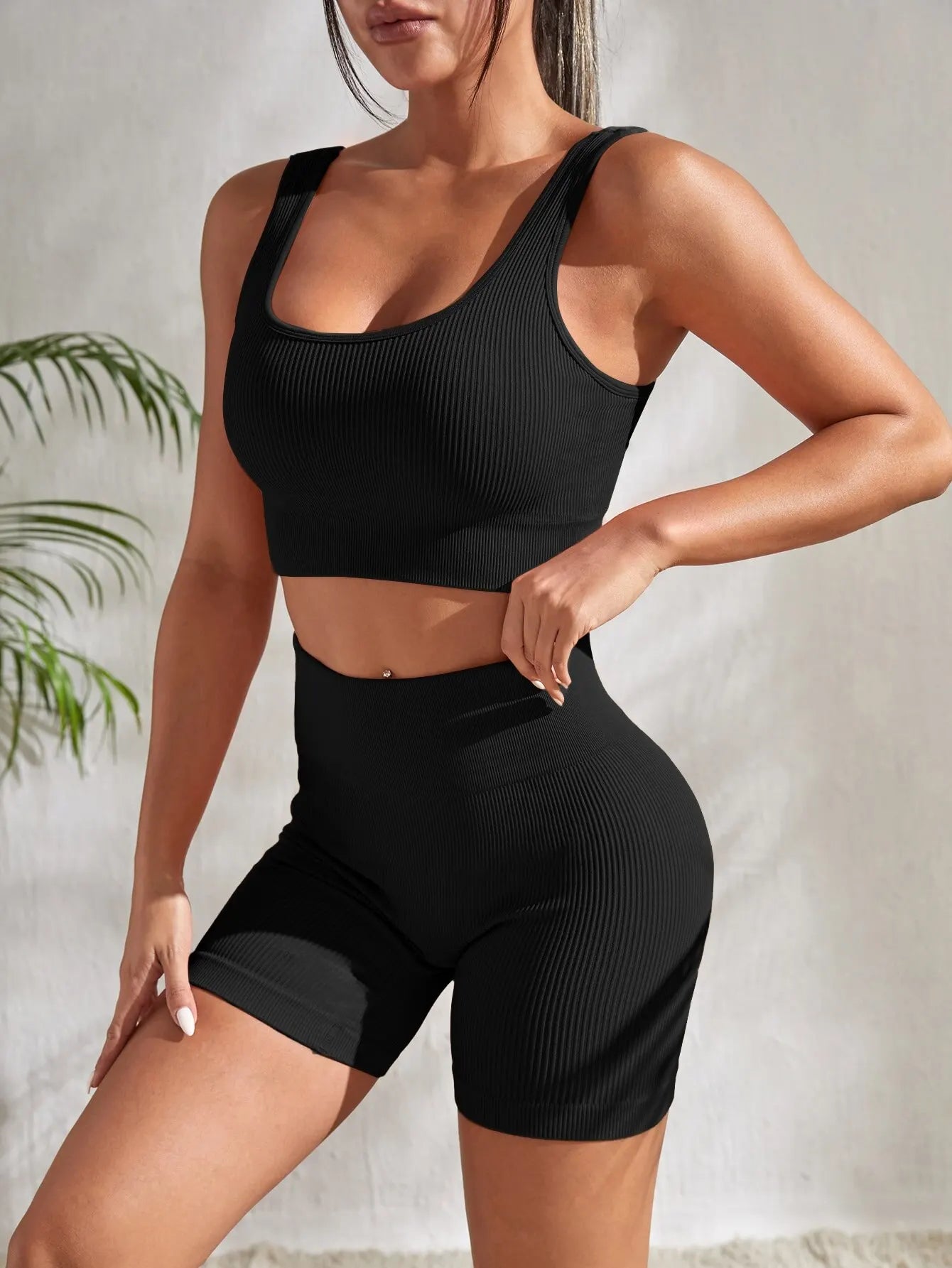 Women's 2 Piece Seamless Ribbed Yoga Set