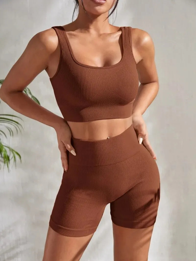 Women's 2 Piece Seamless Ribbed Yoga Set