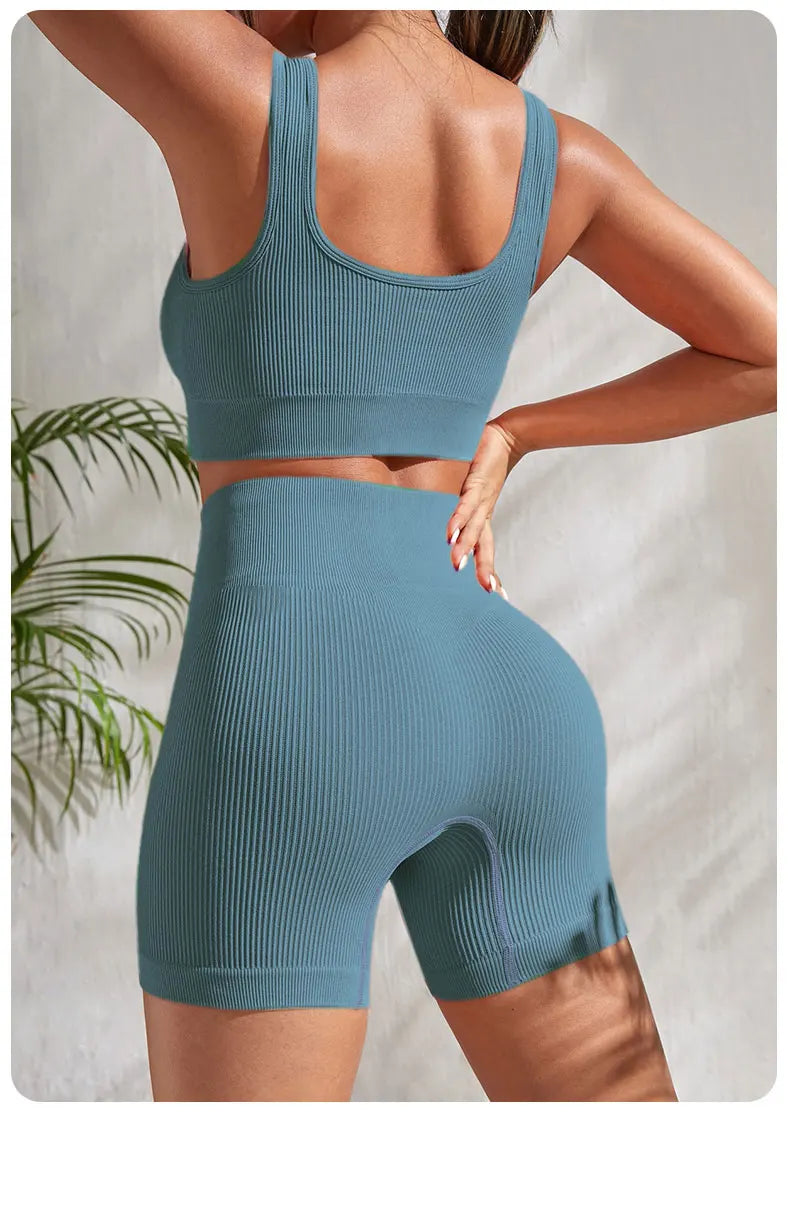 Women's 2 Piece Seamless Ribbed Yoga Set