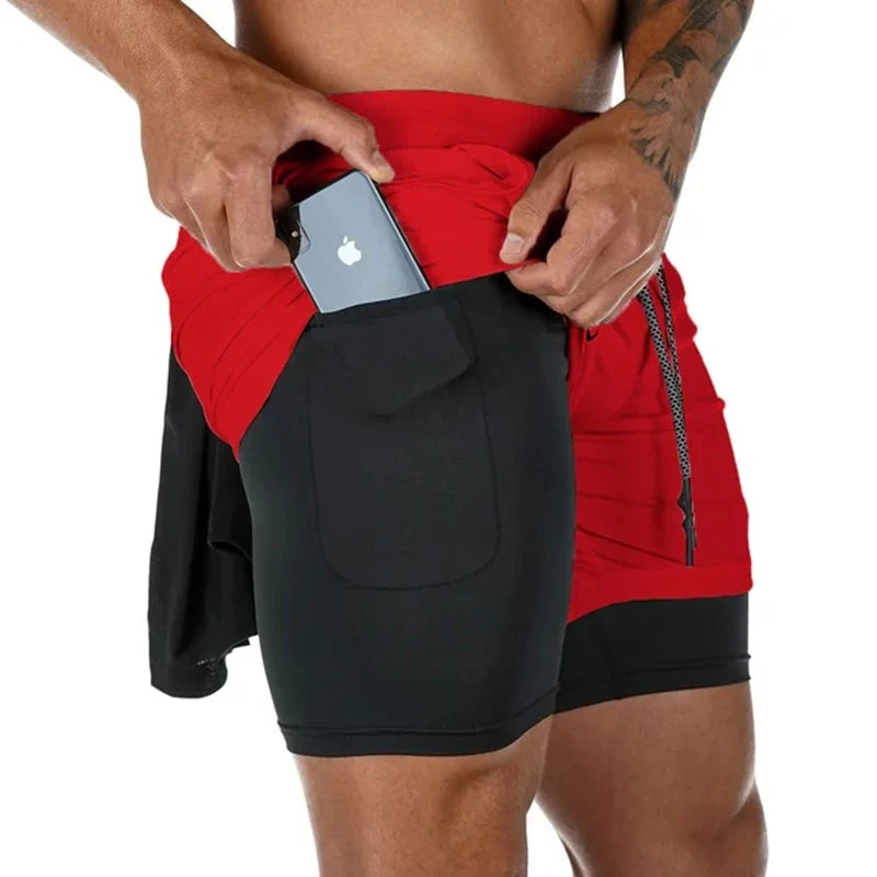 Men's 2 in 1 Fitness Training Shorts