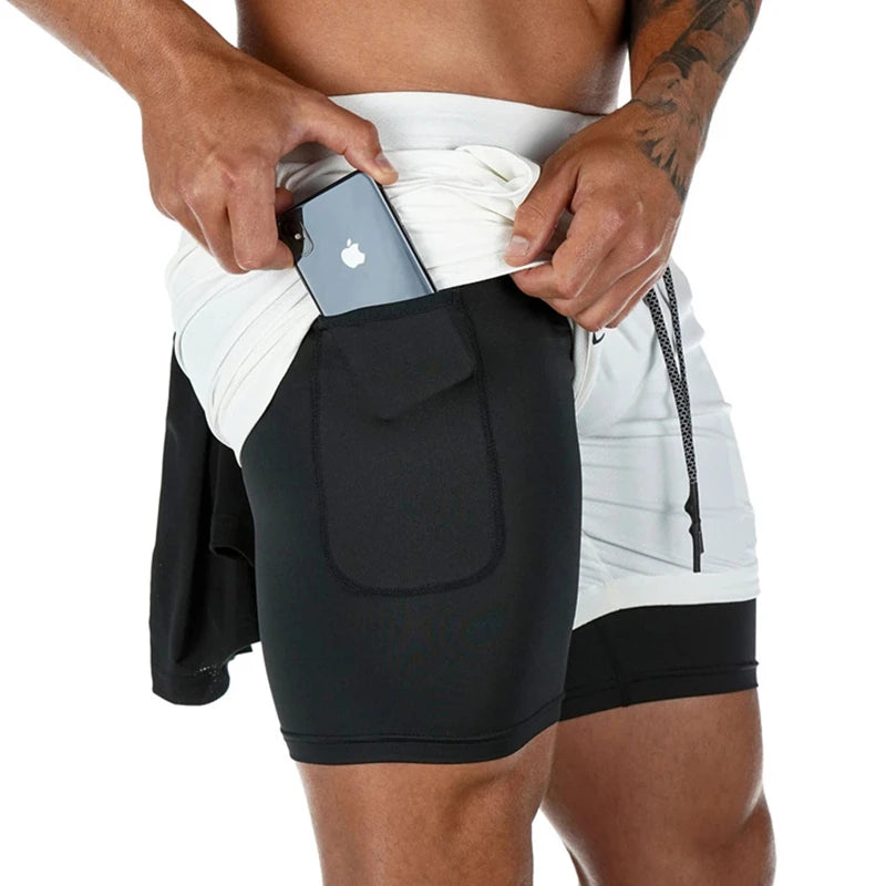 Men's 2 in 1 Fitness Training Shorts