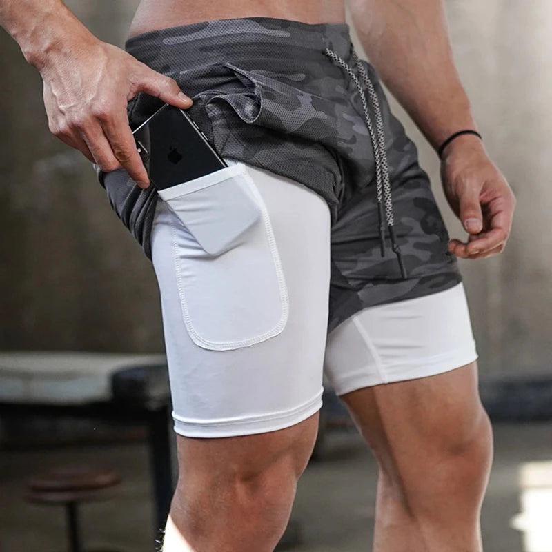 Men's 2 in 1 Fitness Training Shorts