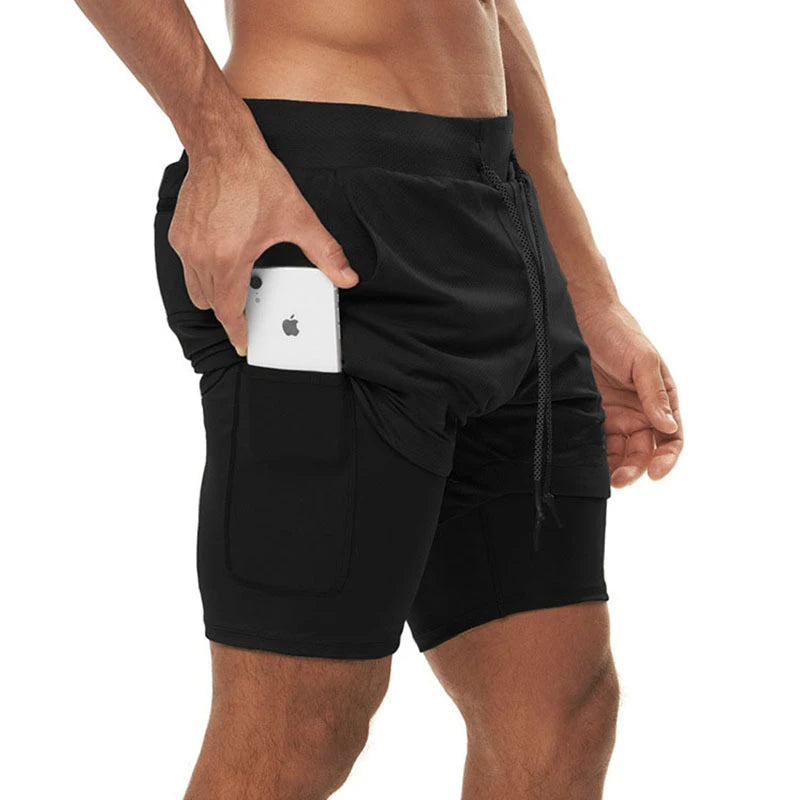 Men's 2 in 1 Fitness Training Shorts