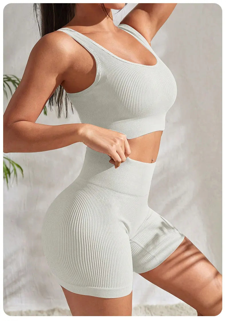 Women's 2 Piece Seamless Ribbed Yoga Set