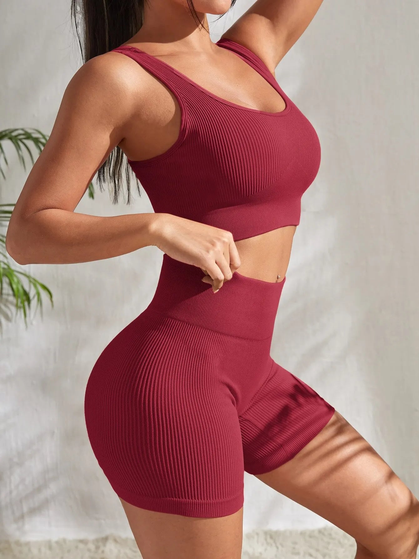 Women's 2 Piece Seamless Ribbed Yoga Set