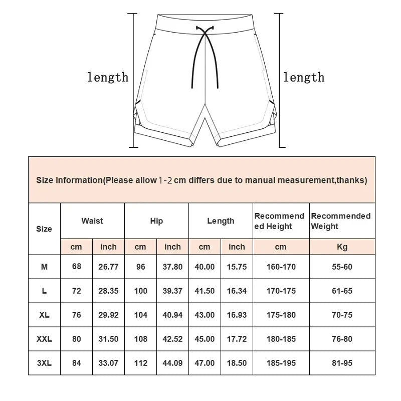 Men's 2 in 1 Fitness Training Shorts