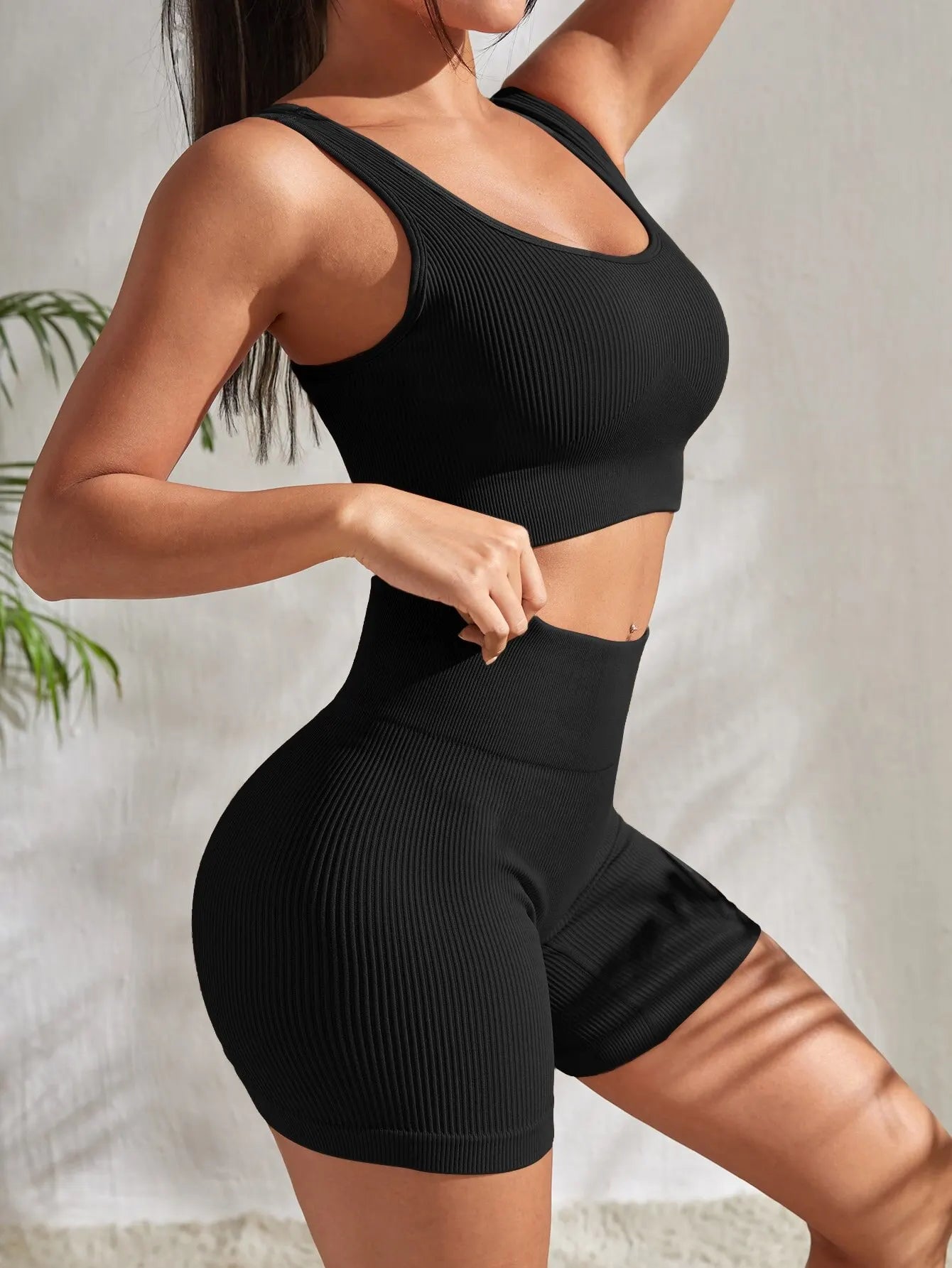 Women's 2 Piece Seamless Ribbed Yoga Set