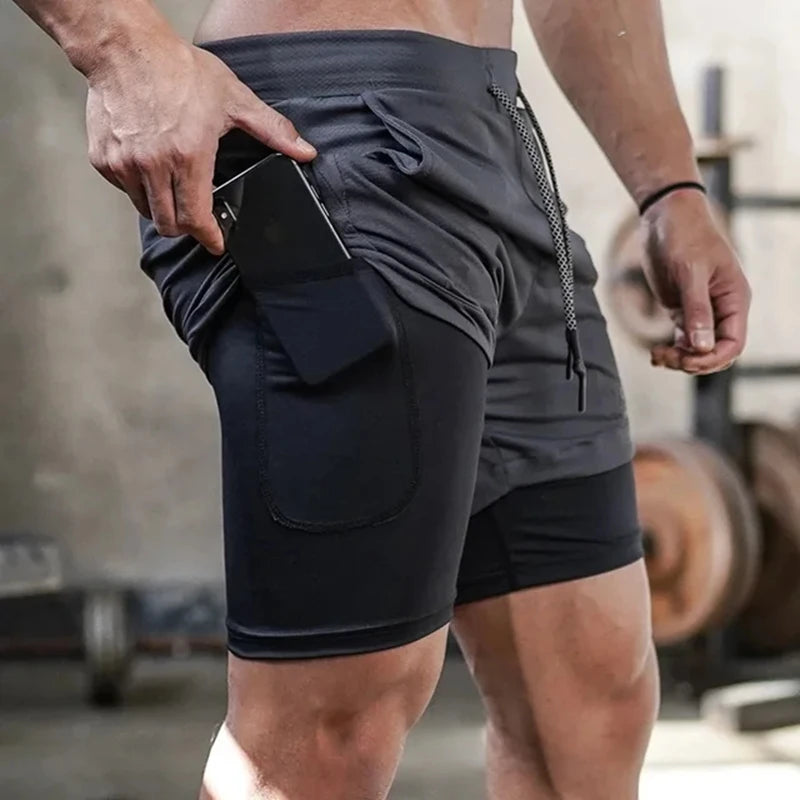 Men's 2 in 1 Fitness Training Shorts