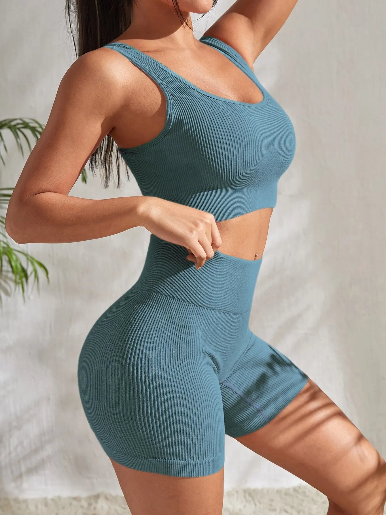 Women's 2 Piece Seamless Ribbed Yoga Set