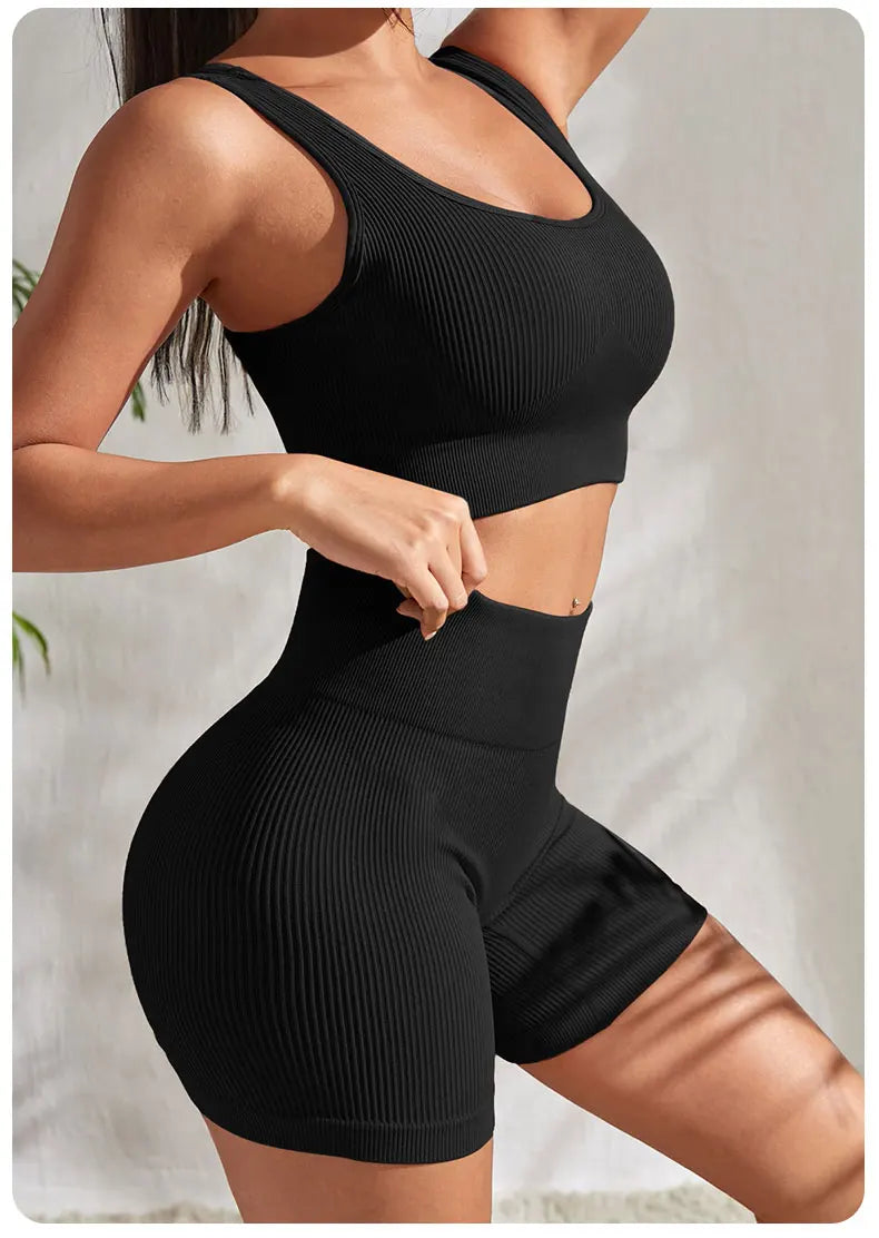 Women's 2 Piece Seamless Ribbed Yoga Set