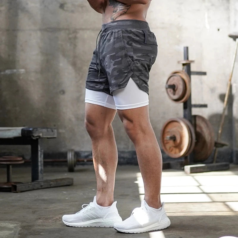 Men's 2 in 1 Fitness Training Shorts